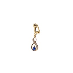 Faux piercing nombril infini plaqué or bleu saphir
