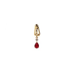 Clip capuchon clitoris plaqué or cristal rouge
