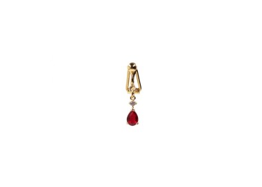 Clip capuchon clitoris plaqué or cristal rouge