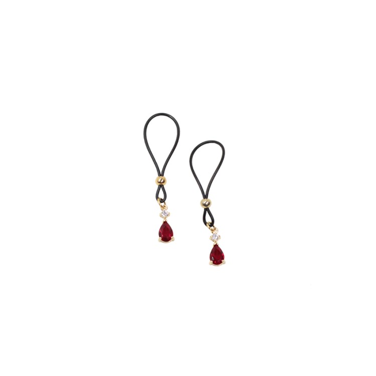 Bijoux seins plaqué or goûte saphir rouge Bijoux seins plaqué or goûte saphir rouge