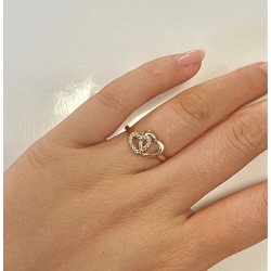Bague double cœur ajouré serti cristaux