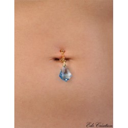 Clip Nombril Plaqué Or Barroque Bleu Swarovski