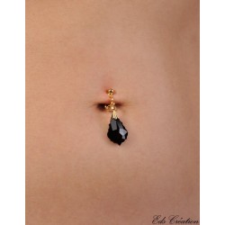 Clip nombril Sans Piercing cristal Barroque Swarovski Jet Noir