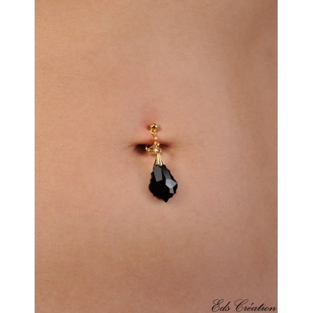 Clip nombril Sans Piercing cristal Barroque Swarovski Jet Noir