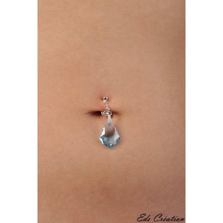 Clip Nombril Plaqué argent Barroque Bleu Swarovski