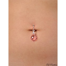Clip Nombril plaqué argent Cristal Barroque Swarovski Rose