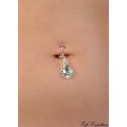 Clip Nombril plaqué argent Cristal Barroque Swarovski Aurore Boréale