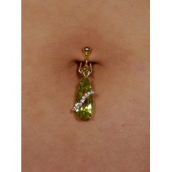Clip Nombril Plaqué Or Crystal Zirconium vert