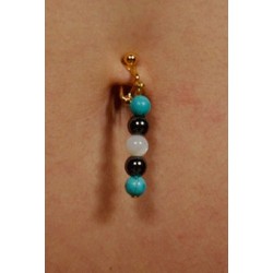Clip Nombril Diapason perle Howlite Hématite Nacre