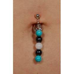 Clip Nombril Diapason perle Howlite Hématite Nacre