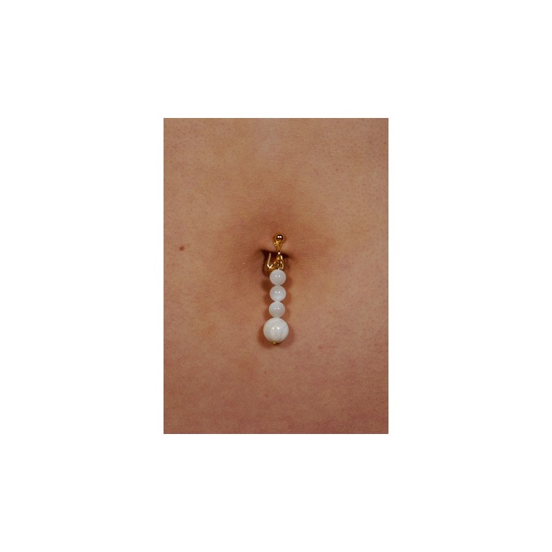Clip Nombril plaqué or et son Diapason de perle nacre
