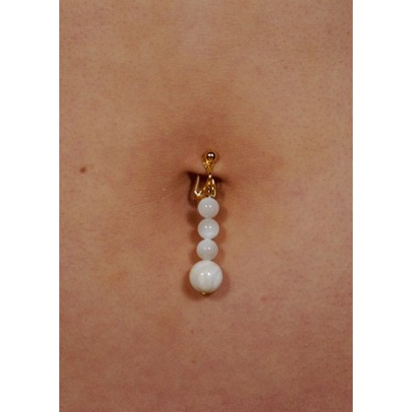Clip Nombril plaqué or et son Diapason de perle nacre