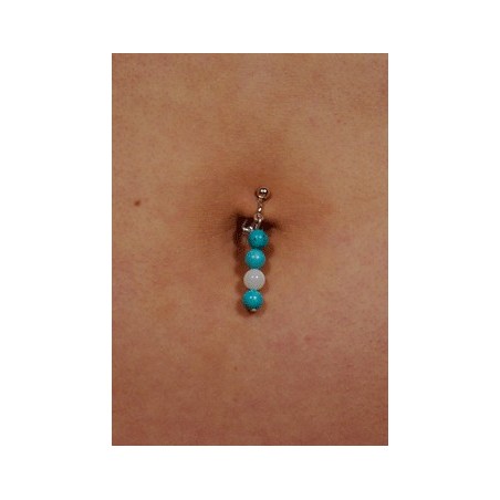 Clip Nombril argent et son Diapason de perle Howlite et nacre