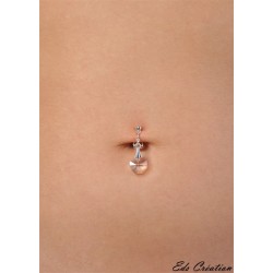 clip nombril Argent cristal Swarovski blanc pur