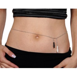 Chaine de taille argent massif diapason nacre et hematite