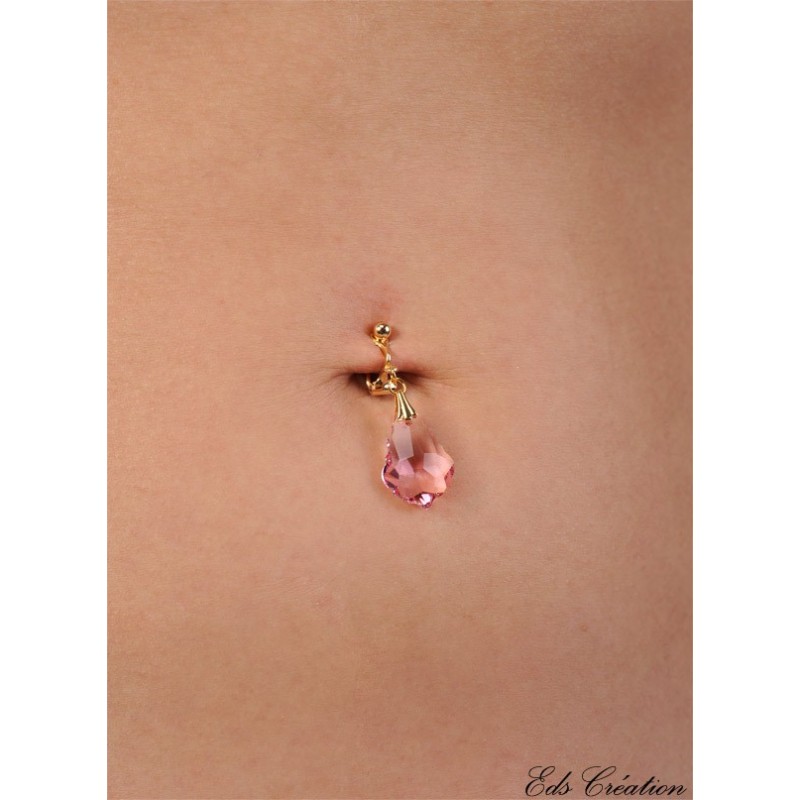 Clip Nombril Plaqué Or cristal Barroque Rose Swarovski Clip Nombril Plaqué Or cristal Barroque Rose Swarovski