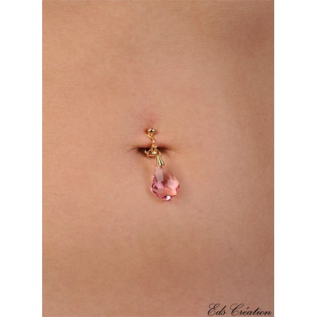 Clip Nombril Plaqué Or cristal Barroque Rose Swarovski