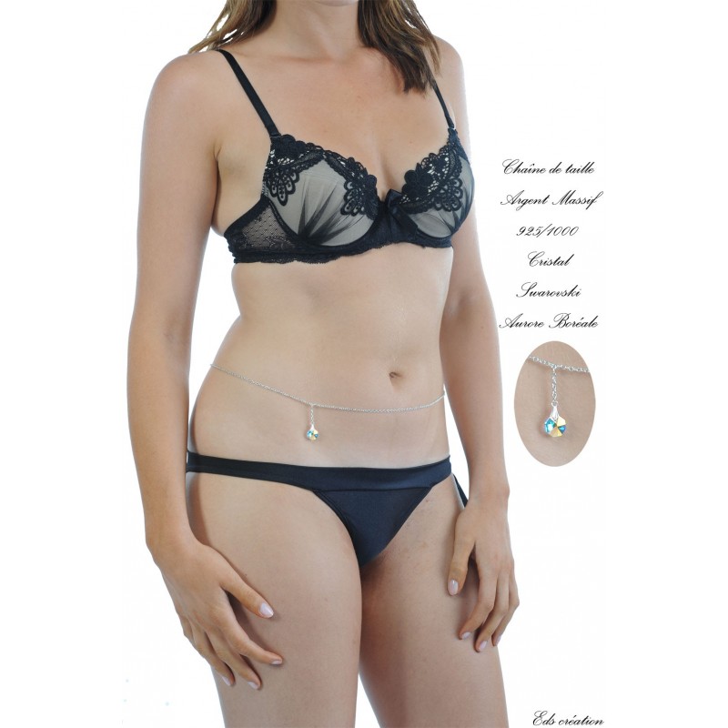 Chaine de taille argent Hexagone Aurore boreale Chaine de taille argent Hexagone Aurore boreale