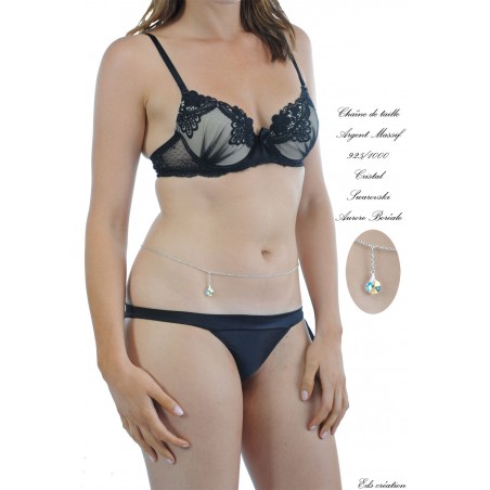 Chaine de taille argent Hexagone Aurore boreale