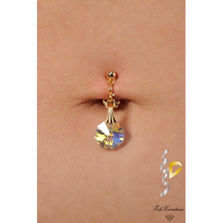 Clip nombril plaqué or cristal Swarovski Aurore Boréale