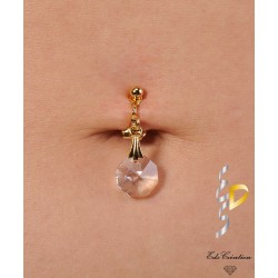 clip nombril plaqué or cristal Swarovski blanc pur