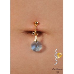 clip nombril plaqué or cristal Swarovski bleu ciel
