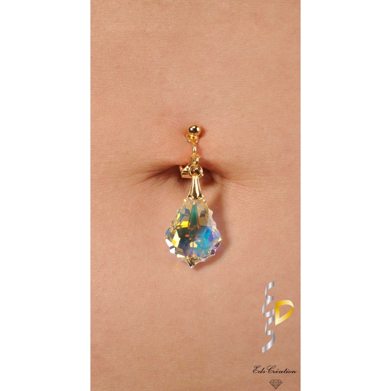 Clip Nombril Plaqué Or Barroque Aurore boréale Swarovski Clip Nombril Plaqué Or Barroque Aurore boréale Swarovski