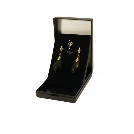 Boucle d'oreille plaqué Or Barroque cristal Jet Noir
