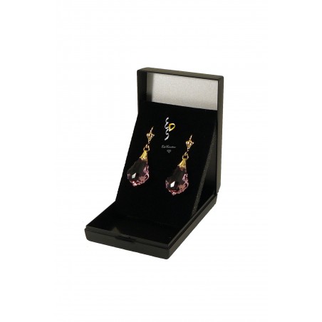 Boucle d'oreille plaqué Or Barroque cristal Rose