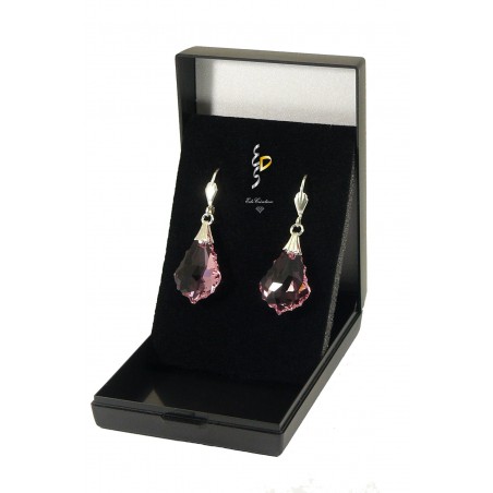 Boucle d'oreille argent Barroque cristal Rose