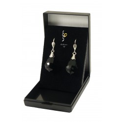 Boucle d'oreille argent Barroque cristal Swarovski Jet Noir