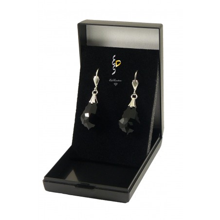 Boucle d'oreille argent Barroque cristal Swarovski Jet Noir