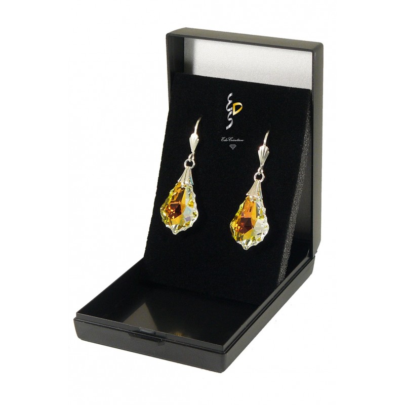 Boucle d'oreille argent Barroque cristal Aurore boréale