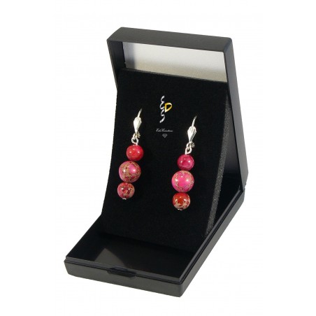 Boucle d'oreille argent avec perles Jaspe impérial rose