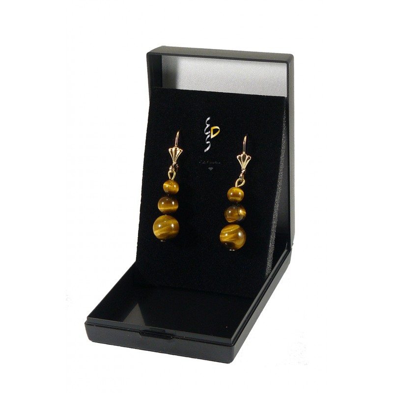 Boucle d'oreille plaqué or oeil de tigre Boucle d'oreille plaqué or oeil de tigre