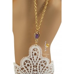 Chaine de main or infinity Lavande Dentelle Blanche  