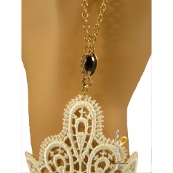 Chaine de main or infinity noir Dentelle Blanche 