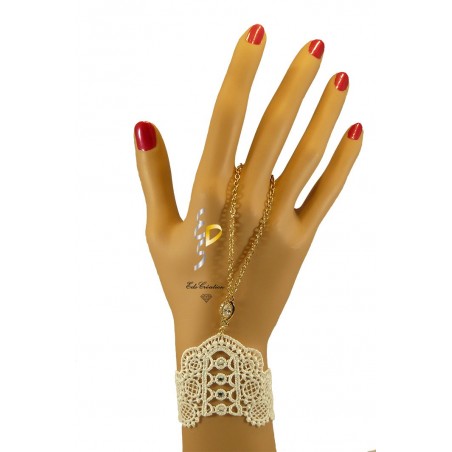 Chaine de main or infinity cristal Dentelle strass Blanche