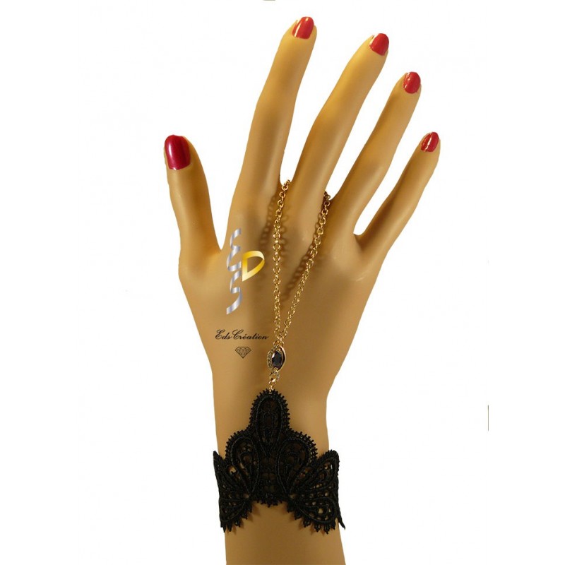 Chaine de main or infinity bleu Marine Dentelle Noir Chaine de main or infinity bleu Marine Dentelle Noir