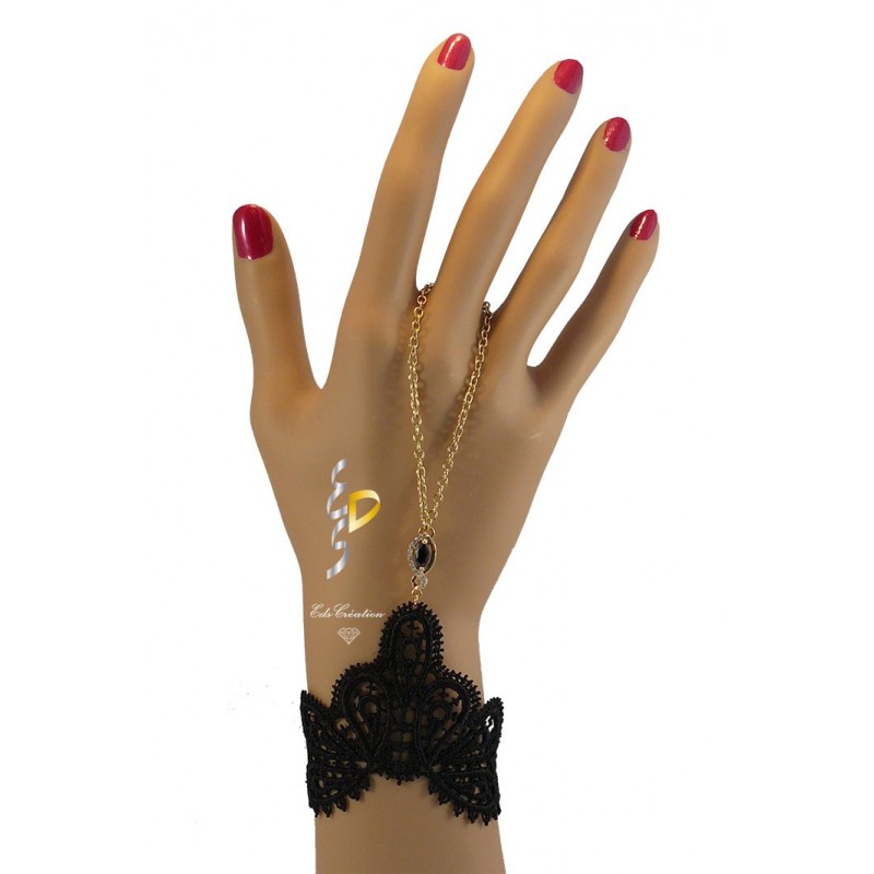 Chaine de main or infinity noir Dentelle Noir Chaine de main or infinity noir Dentelle Noir