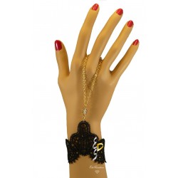 Chaine de main or infinity cristal Dentelle Noir