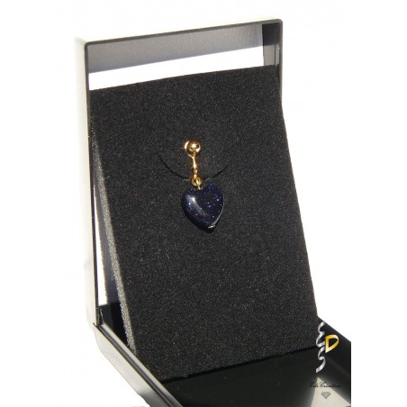 Clip nombril plaqué or Coeur pierre de sable Bleu