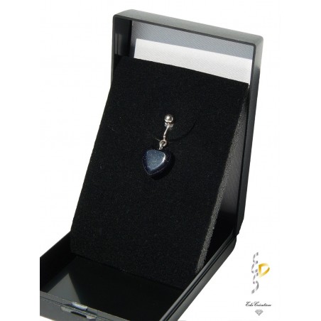 Clip nombril plaqué Argent Coeur pierre de sable Bleu