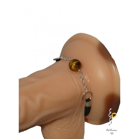 Cockring Argent pierre oeil de tigre