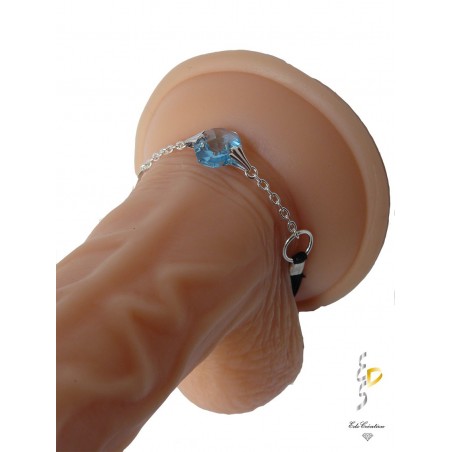 Cockring Argent Cristal Bleu Swarovski