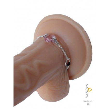 Cockring Argent Cristal Rose Swarovski