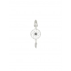 Clip nombril attrape rêve argent perle hematite