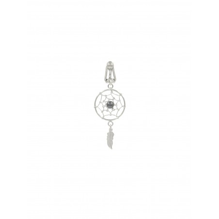 Clip nombril attrape rêve argent perle hematite
