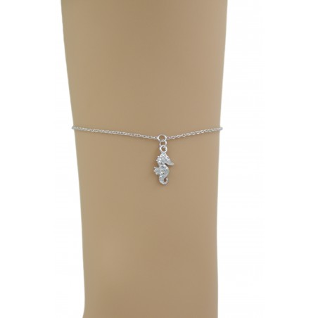 chaîne de cheville Argent Massif rhodié Hippocampe